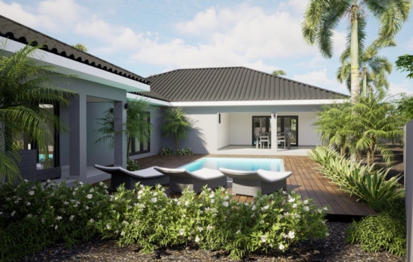 Blue Bay – Newly built 4 bedroom villa with pool on gated resort